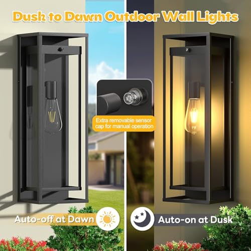20in Large Outdoor Wall Light Dusk to Dawn Sconce Exterior Lighting Fixture (2 Count)