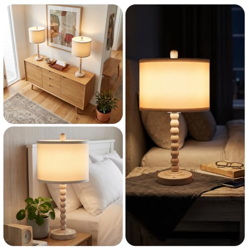 Farmhouse Table Lamp Cordless Touch Dimmable Bedside Lamps