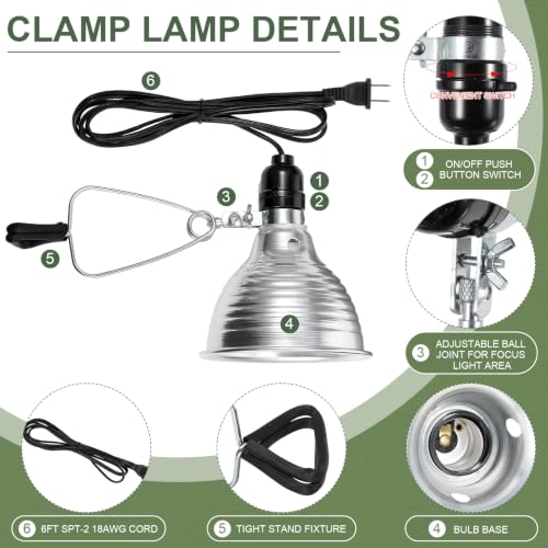 20 Pcs Adjustable Clamp Lamp Light with Aluminum Reflector Up to 150 Watt