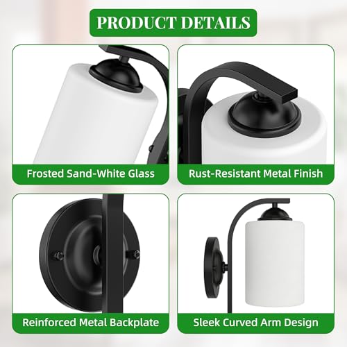 Black Wall Sconces Lights for Bathroom (2 Count)