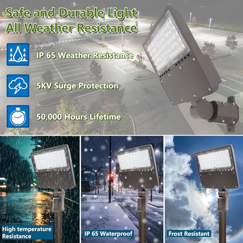 2PACK 100W LED Parking Lot Light with Dusk to Dawn Photocell (2 Count)