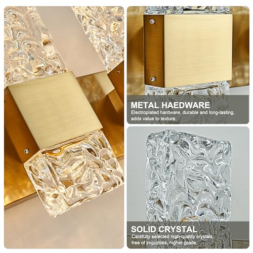 Vanity Lights Fixtures for Bathroom wall Light Over Mirror LED Gold Crystal 40W Brushed Stainless Steel Dimmable Wall sconces for Bathroom Lighting Fixture 3000K