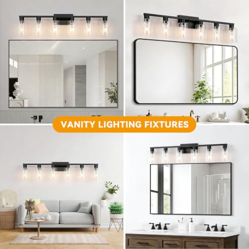 6 Light Bathroom Vanity Light Black