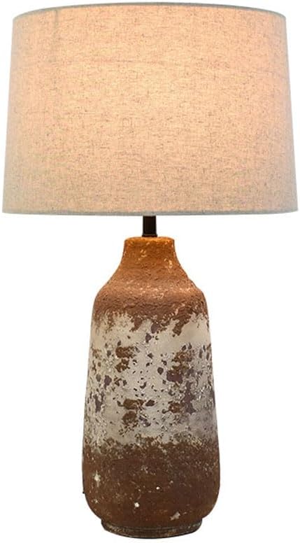 Wabi-sabi Wind Handmade Fabric Earthenware Desk Light New Chinese Style Natural Old Model House Background Wall Desk Lamp Hotel Reception Desk Coffee Shop Table Lamp Living Room Study Lighting Fixture