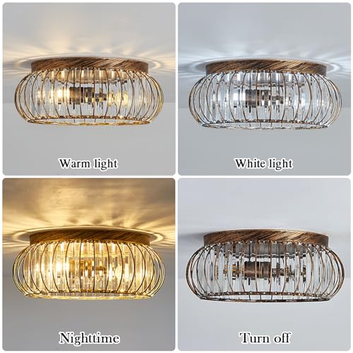 Modern Crystal Ceiling Light Oil Rubbed Bronze Flush Mount Ceiling Light Fixture 3 Light Ceiling Chandelier for Hallway Bedroom Bathroom Foyer Living Room Dining Room Kitchen