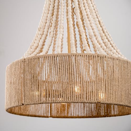Wood Beaded Chandelier