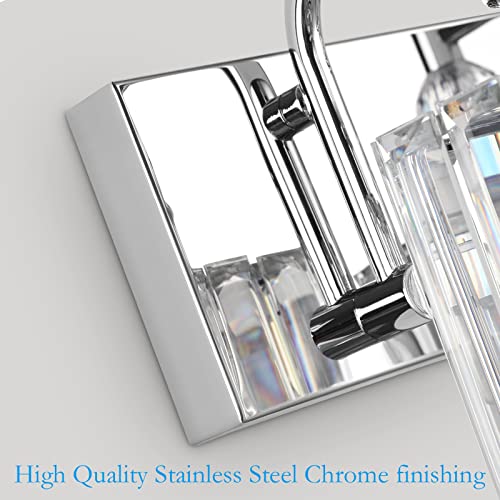 Modern Crystal Bathroom Vanity Light 5 Light 40''Chrome Vanity Lighting Over Mirror Bathroom Wall Lighting Fixtures