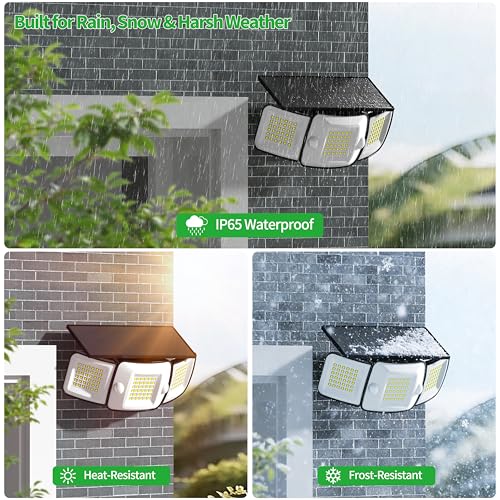 Solar Flood Lights Outdoor Waterproof 1200LM Dual Motion Sensor