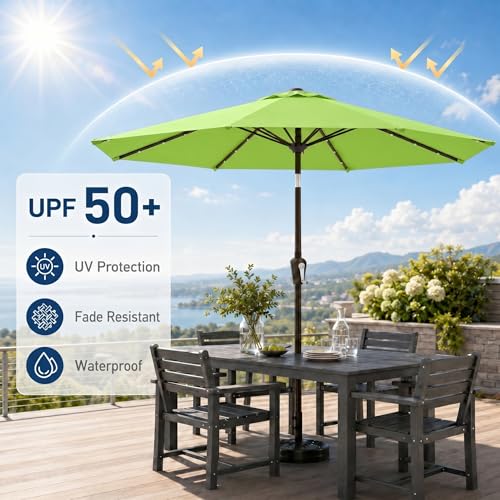 10FT Solar Patio Umbrella with Lights
