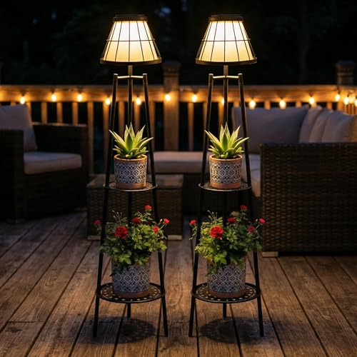 2 Pack Solar Floor Lamps Outdoor with 2 (2 Count)