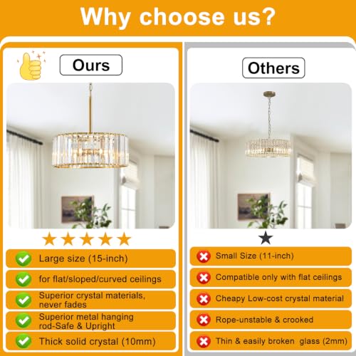 15" Modern Crystal Chandelier for Dining Room
