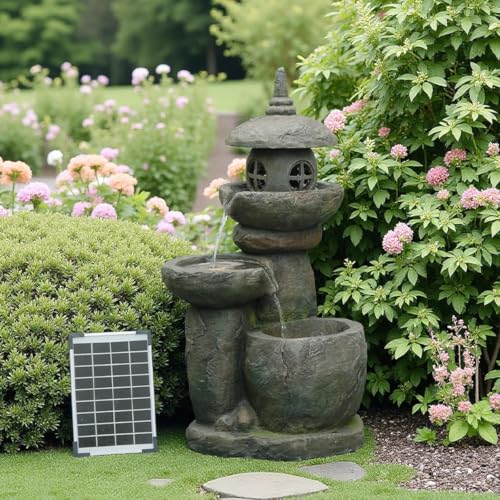 31.5" HZen Pagoda Outdoor Fountain Solar Powered
