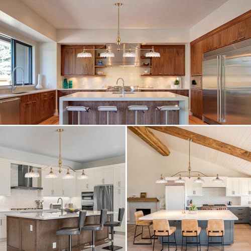 Chandeliers Light Pendant Light Fixture Vintage Pendant Lighting Fixtures 4 Lights Chandelier Matte Brass Hanging Light Kitchen Glass Pendant Lights for Island Dining Room Living Room