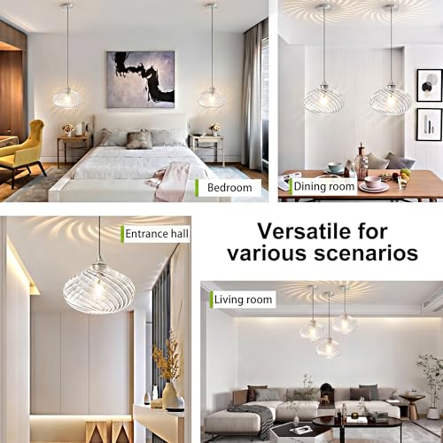 11in Nickel Pendant Lights Kitchen Island with Clear Glass Shade 2Pack
