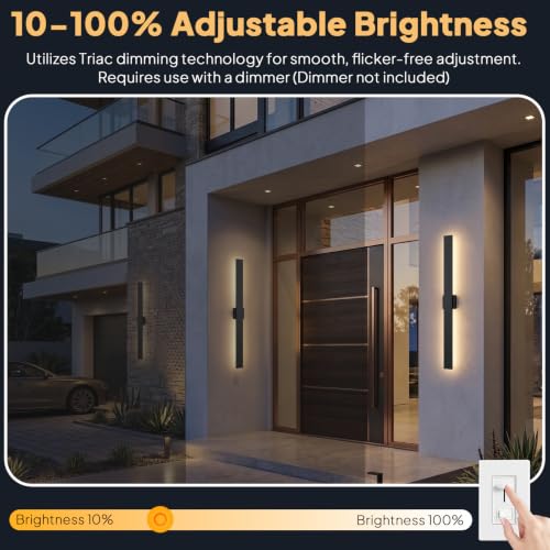 2 Pack LED Outdoor Wall Sconce Dimmable (47.2in)