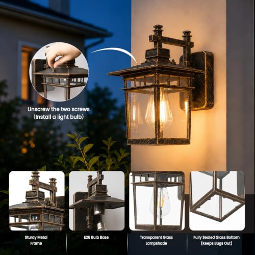 13'' Brown Medium Outdoor Wall Light Fixture with Closed Bottom (Brown)