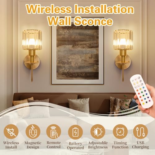 Battery Operated Wall Sconces Set of 2 (2 Count)