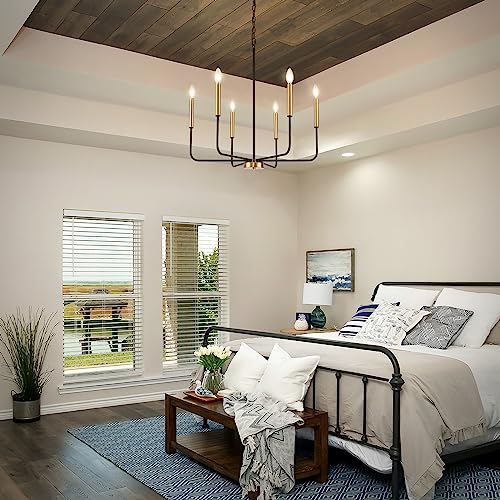 Modern Black and Gold Chandelier for Dining Room
