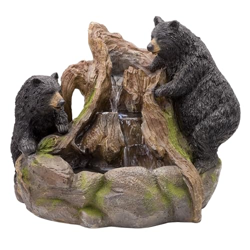 GXT252 24" Outdoor Floor Bears Climbing Fountain with LED Lights