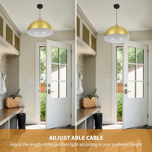 Large Brushed Gold Pendant Light