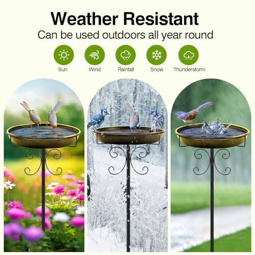 35In Metal Bird Bath for Outside