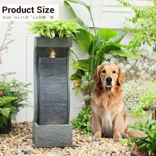 35H Modern Outdoor Water Fountain with Warm Light