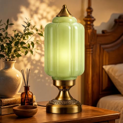 Vintage Green Milk Glass Table Lamp (Green)