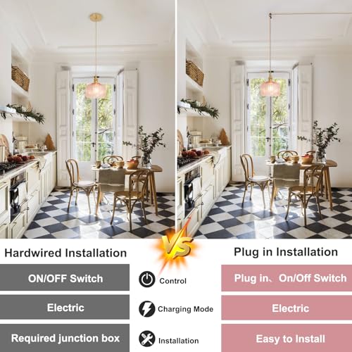 Plug in Pendant Light Hanging Light Fixtures with Plugin Cord On