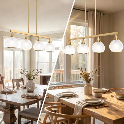 Brushed Gold Kitchen Island Linear Pendant Light
