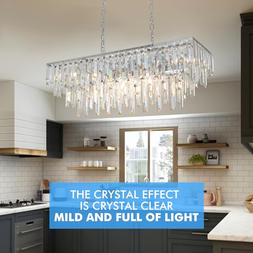 31.5" Modern Rectangle Crystal Chandelier