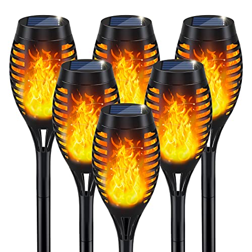 Solar Torch Light with Flickering Flame for Halloween Decorations (6 Count)