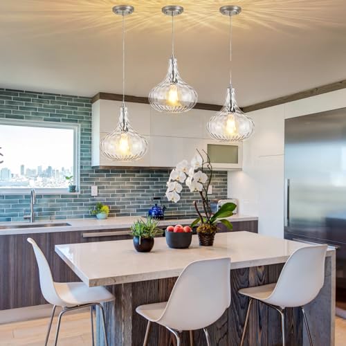 11" Brushed Nickel Hammered Glass Pendant Light