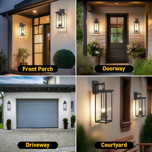 22'' Outdoor Wall Lights Dusk Dawn Large Black Exterior Porch Light Fixture