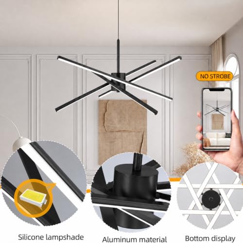 Black 27 inches Modern Sputnik Chandelier 50W LED Chandeliers