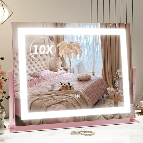 Pink Vanity Mirror with Lights 22"x18"