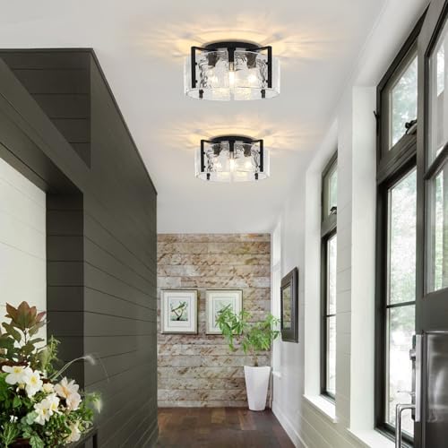 Modern Black Semi Flush Mount Ceiling Light 4 Lights Ceiling Lamp