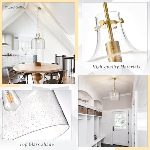 12" Farmhouse Seeded Glass Pendant Light