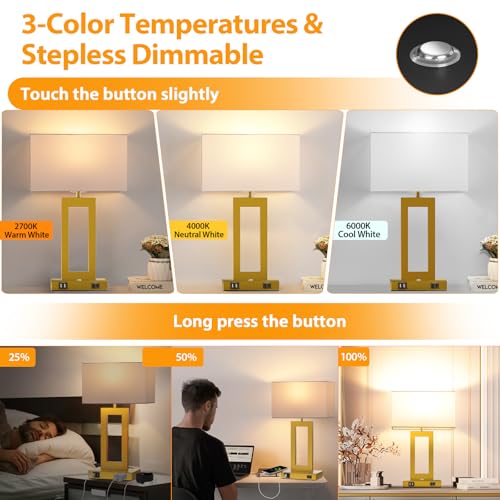 3 Color Temperatures Touch Control Table Lamps Set of 2 (2 Count)
