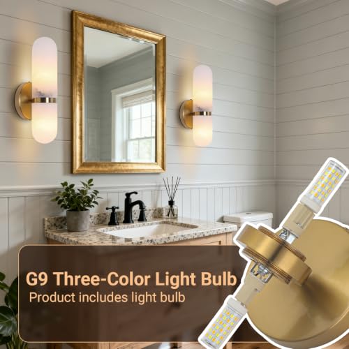 Alabaster Wall Sconces Bathroom Vanity Light Gold 13in 1 Pack