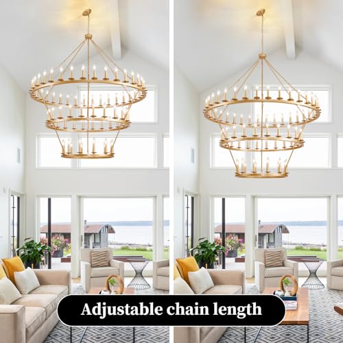 3 Tier Gold Wagon Wheel Chandelier