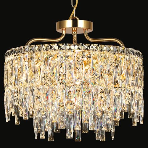 Modern 18" 6 Lights Modern Gold Crystal Chandeliers for Dining Room