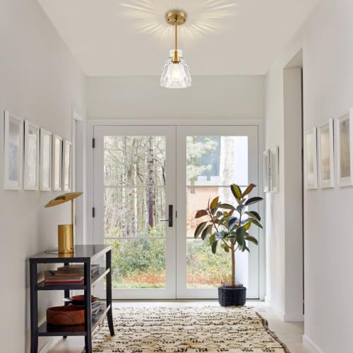 Modern Brushed Gold Pendant Lights Kitchen Island 1 Pack 5.9" Hanging Light