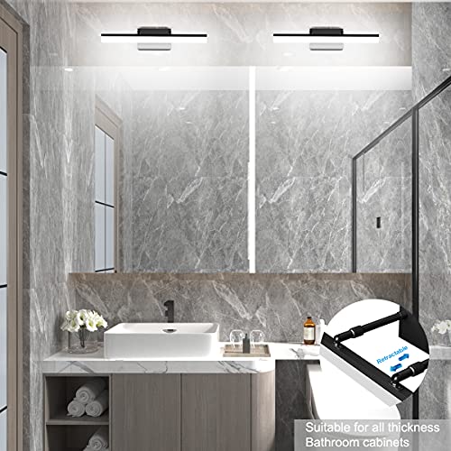 19.7 inch Modern Black Vanity Light Adjustable LED Bathroom Light Fixture Over Mirror Rotatable Vanity Lighting 5500K