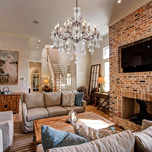 Modern Crystal Chandelier Light Fixture 15 Lights Vintage Rustic Maria Theresa Chandeliers for Dining Living Room