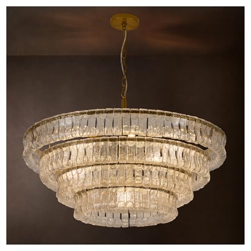 40 Inch Modern Round Clear Crystal Glass Chandelier