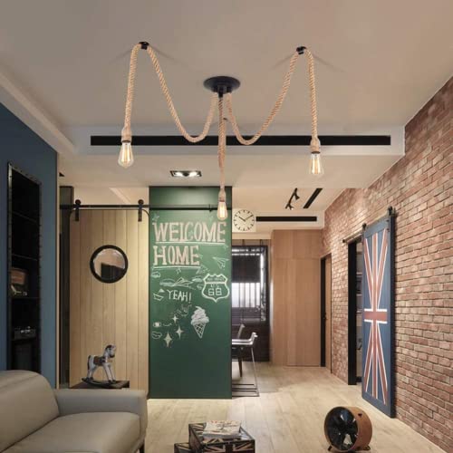 3 Light Hemp Rope Chandelier