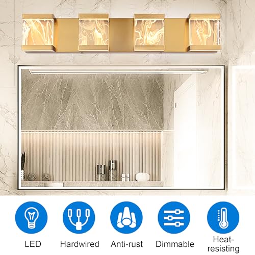 4 Lights LED Bathroom Vanity Light with Unique Smoke Acrylic Panel