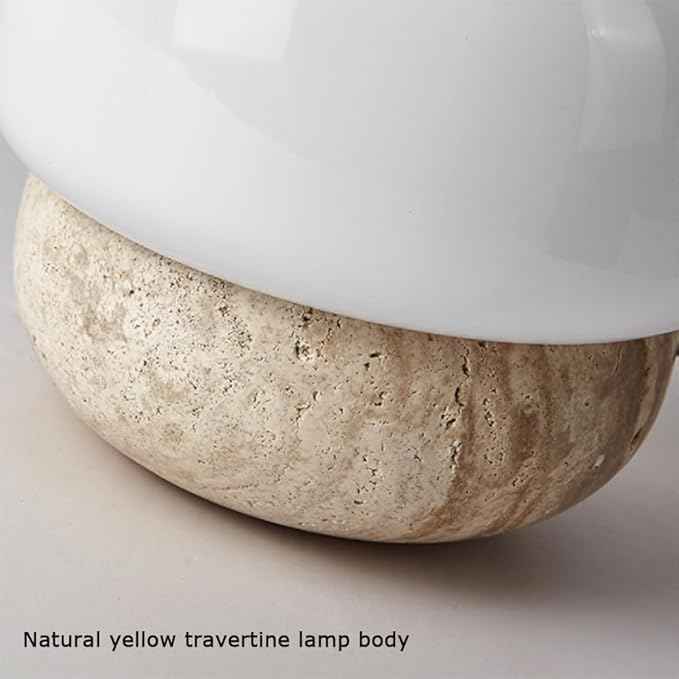 Japanese Wabi-Sabi Table Lamp, Mini Minimalist Desk Lamp with Natural Stone Base, Cute Bedside Light Home Décor Nightstand Lamp, Ideal for Bedroom Living Room Study Room
