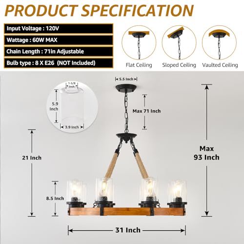 32 Inch Wagon Wheel Light Fixture 8