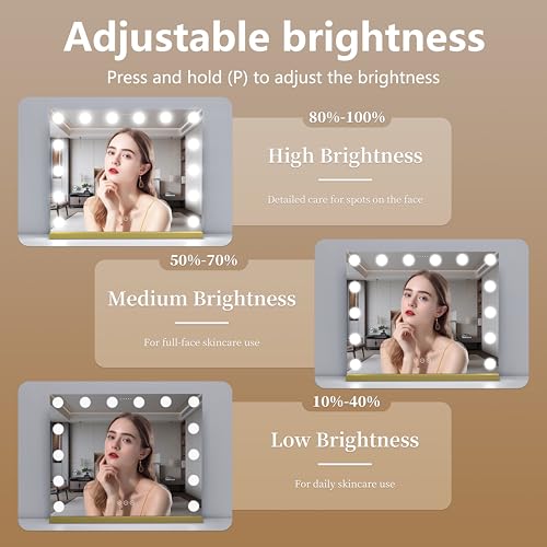 Vanity Mirror with Lights 19.7''x16.6'' Makeup Mirror with Lights Lighted Up Mirror with Dimmable LED Bulbs